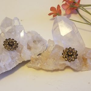 Topaz Brown Rhinestone Costume Stud Earrings